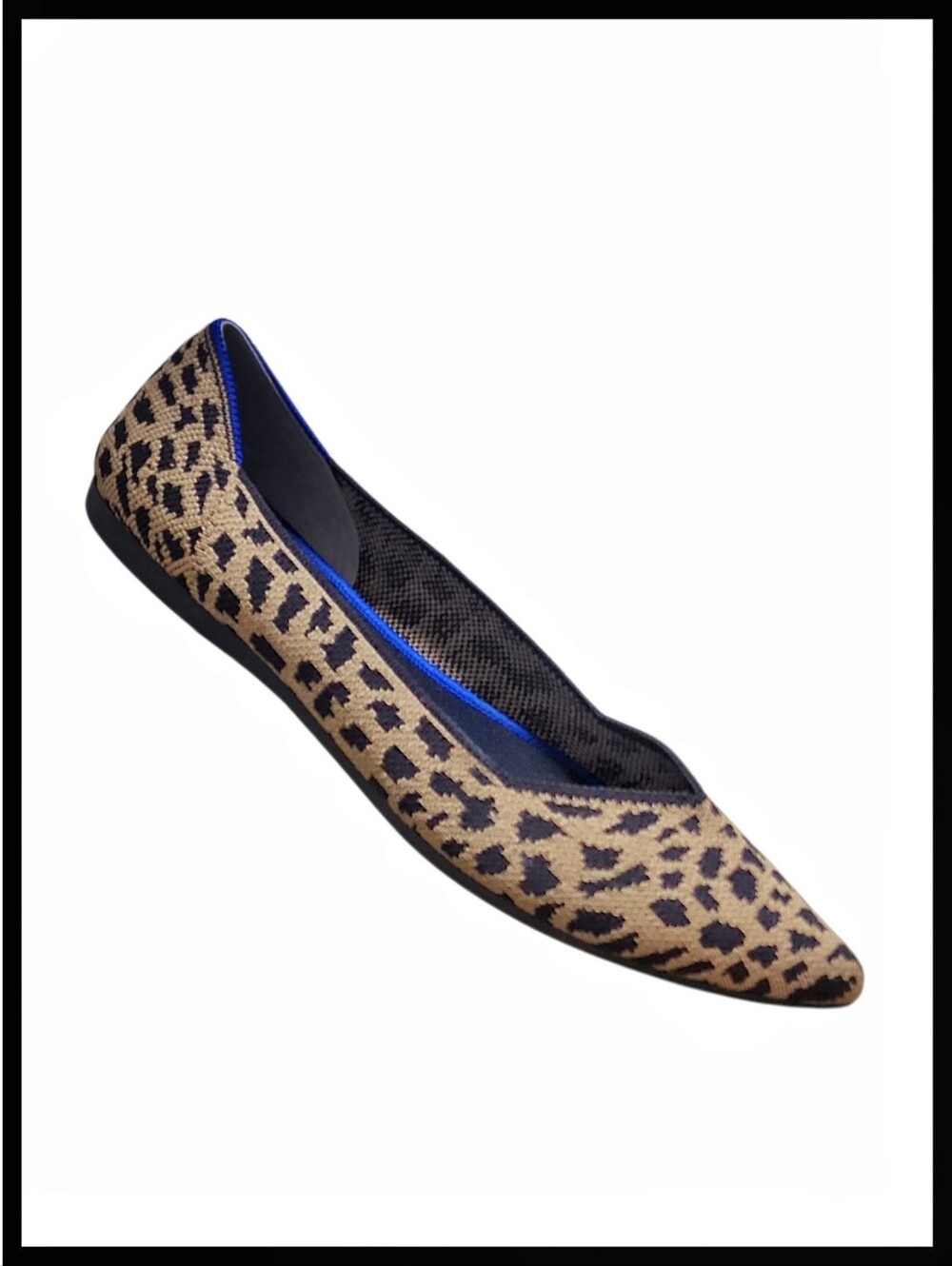 Rothy's The Point Washable Knit Ballet Flats Retired Leopard Animal Print Tan 8